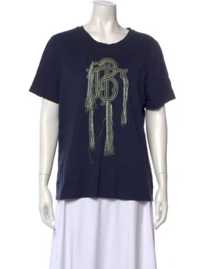 Pre-owned Tory Burch Graphic Print Crew Neck T-shirt In Blue