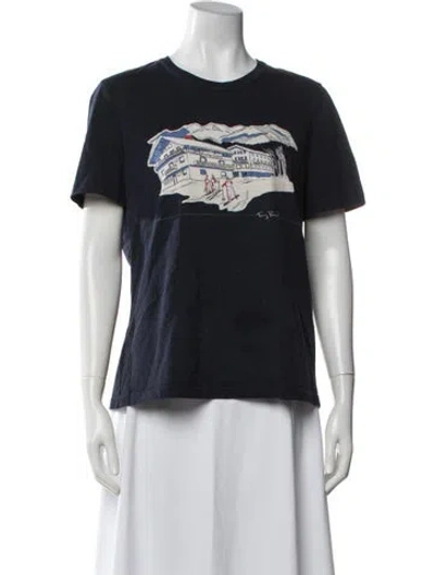 Pre-owned Tory Burch Graphic Print Crew Neck T-shirt In Blue