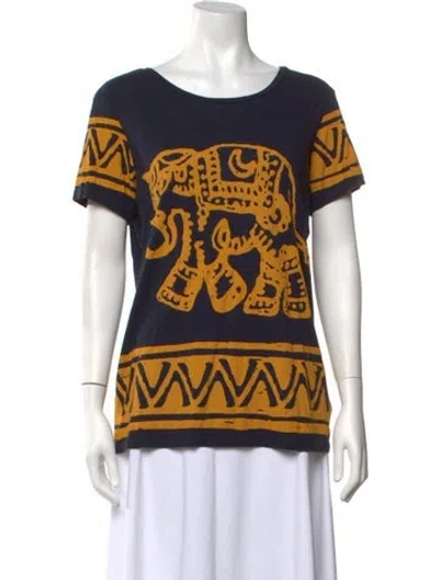 Pre-owned Tory Burch Graphic Print Crew Neck T-shirt In Blue