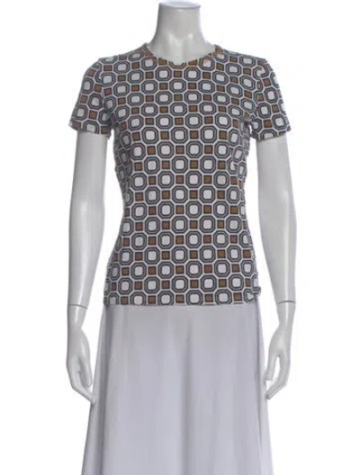 Pre-owned Tory Burch Graphic Print Crew Neck T-shirt In Brown