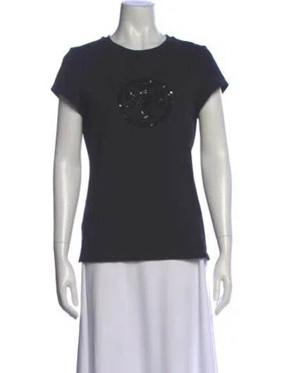 Pre-owned Tory Burch Graphic Print Crew Neck T-shirt In Gray