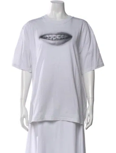 Pre-owned Tory Burch Graphic Print Crew Neck T-shirt In Gray