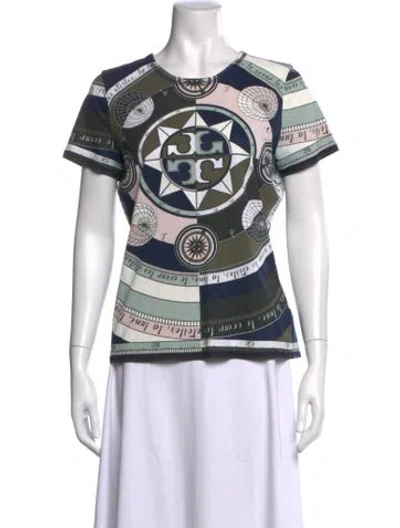 Pre-owned Tory Burch Graphic Print Crew Neck T-shirt In Multi