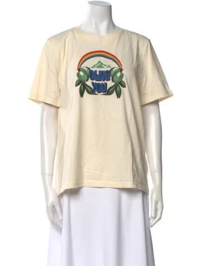 Pre-owned Tory Burch Graphic Print Crew Neck T-shirt In Neutral