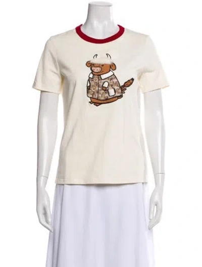 Pre-owned Tory Burch Graphic Print Crew Neck T-shirt In Neutral