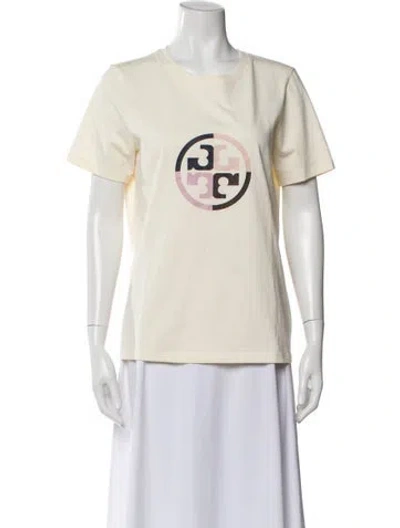 Pre-owned Tory Burch Graphic Print Crew Neck T-shirt In Neutral