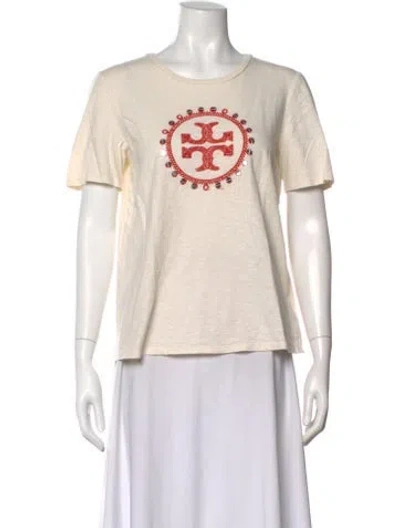 Pre-owned Tory Burch Graphic Print Crew Neck T-shirt In Neutral