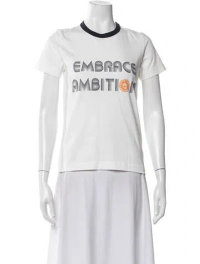 Pre-owned Tory Burch Graphic Print Crew Neck T-shirt In Neutral