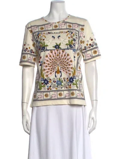 Pre-owned Tory Burch Graphic Print Crew Neck T-shirt In Neutral