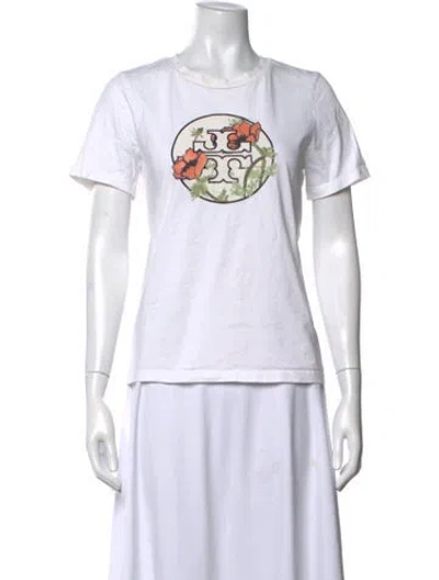 Pre-owned Tory Burch Graphic Print Crew Neck T-shirt In Neutrals