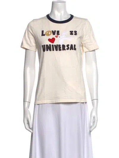 Pre-owned Tory Burch Graphic Print Crew Neck T-shirt In Neutrals
