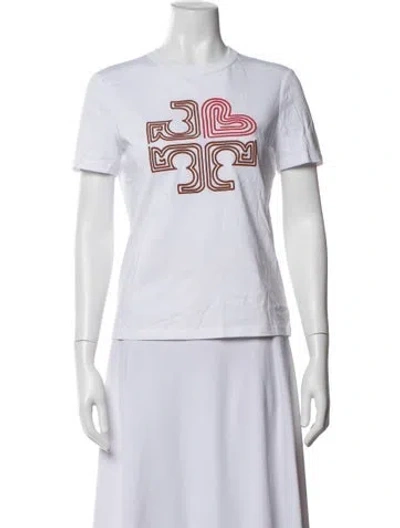 Pre-owned Tory Burch Graphic Print Crew Neck T-shirt In Neutrals