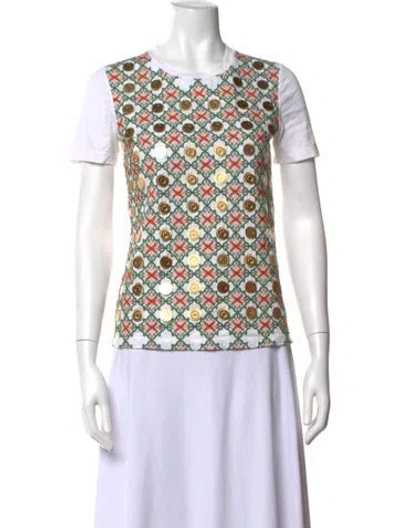 Pre-owned Tory Burch Graphic Print Crew Neck T-shirt In Neutrals