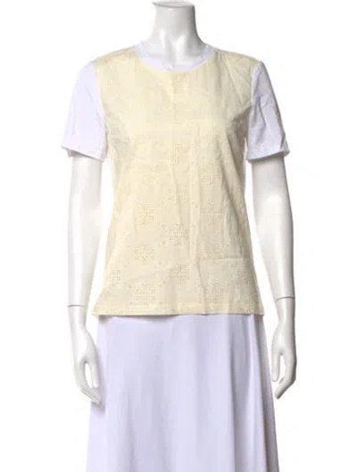 Pre-owned Tory Burch Graphic Print Crew Neck T-shirt In Neutrals