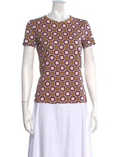 Pre-owned Tory Burch Graphic Print Crew Neck T-shirt In Pink