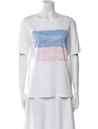 Pre-owned Tory Burch Graphic Print Crew Neck T-shirt W/ Tags In White