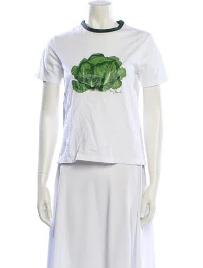 Pre-owned Tory Burch Graphic Print Crew Neck T-shirt In White