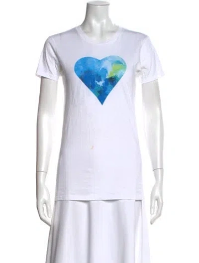Pre-owned Tory Burch Graphic Print Crew Neck T-shirt In White