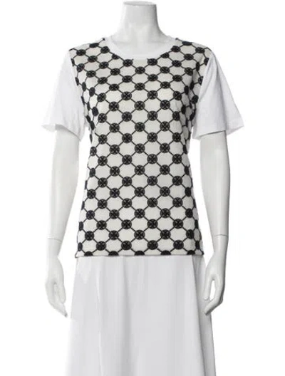 Pre-owned Tory Burch Graphic Print Crew Neck T-shirt In White