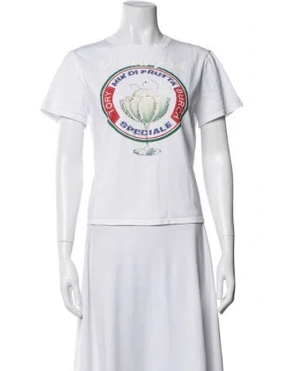Pre-owned Tory Burch Graphic Print Crew Neck T-shirt In White