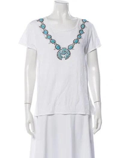 Pre-owned Tory Burch Graphic Print Crew Neck T-shirt In White