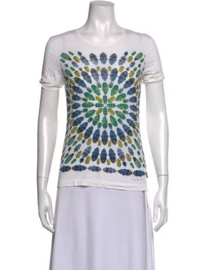 Pre-owned Tory Burch Graphic Print Crew Neck T-shirt In White