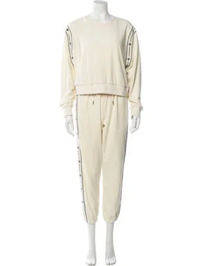Pre-owned Tory Burch Graphic Print Embroidered Accent Pant Set In Neutrals