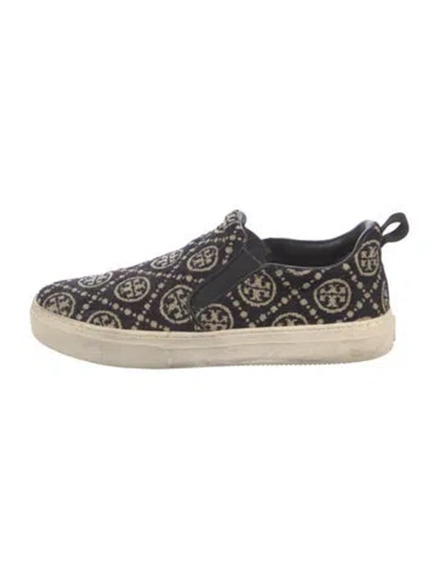 Pre-owned Tory Burch Graphic Print Flats In Black