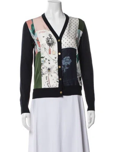 Pre-owned Tory Burch Graphic Print Jacket In Blue