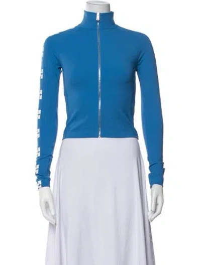 Pre-owned Tory Burch Graphic Print Jacket In Blue