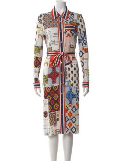 Pre-owned Tory Burch Graphic Print Knee-length Dress In Multi