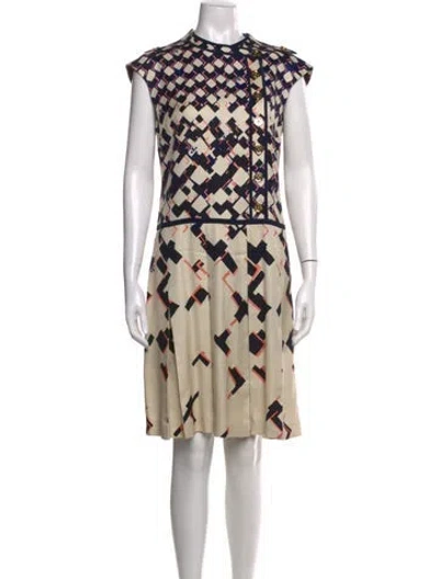 Pre-owned Tory Burch Graphic Print Knee-length Dress In Neutral