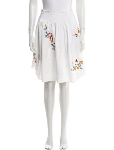 Pre-owned Tory Burch Graphic Print Knee-length Skirt In White