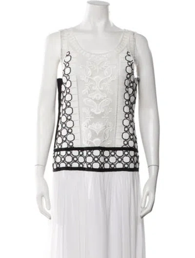 Pre-owned Tory Burch Graphic Print Long Dress In White