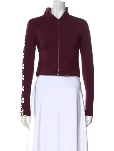 Pre-owned Tory Burch Graphic Print Long Sleeve Top In Burgundy