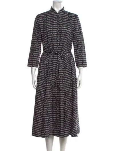 Pre-owned Tory Burch Graphic Print Midi Length Dress In Black