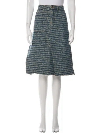Pre-owned Tory Burch Graphic Print Midi Length Skirt In Green