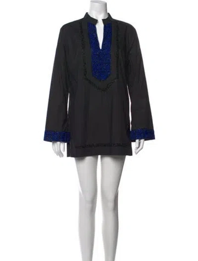 Pre-owned Tory Burch Graphic Print Mini Dress In Black