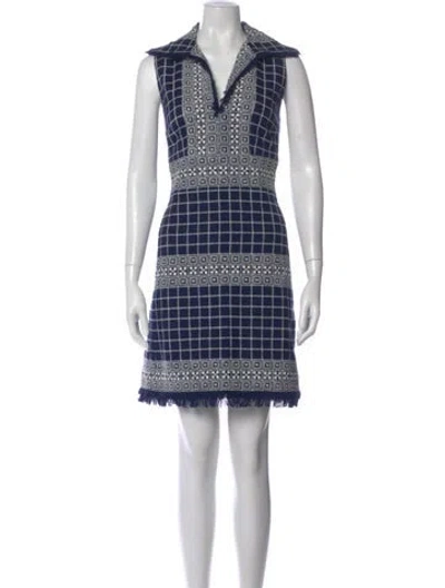 Pre-owned Tory Burch Graphic Print Mini Dress In Blue