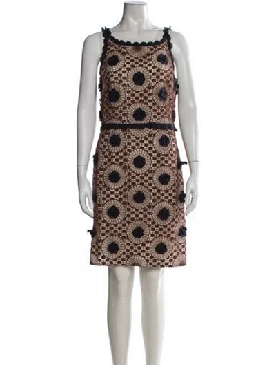 Pre-owned Tory Burch Graphic Print Mini Dress In Brown