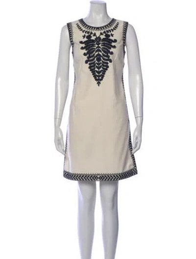 Pre-owned Tory Burch Graphic Print Mini Dress In Neutral