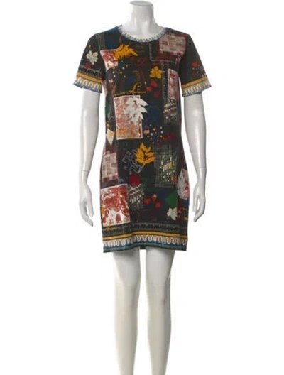 Pre-owned Tory Burch Graphic Print Mini Dress In Neutral