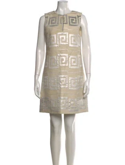 Pre-owned Tory Burch Graphic Print Mini Dress In Neutral