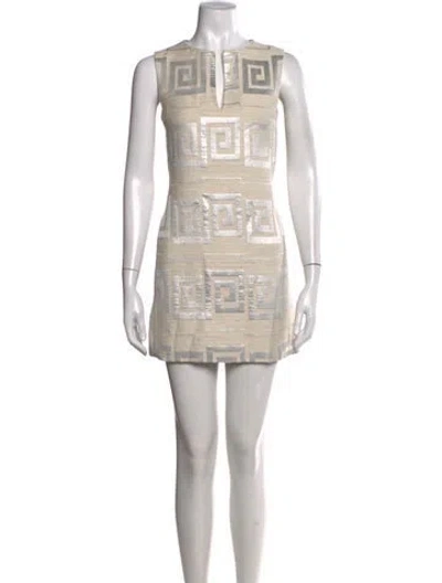 Pre-owned Tory Burch Graphic Print Mini Dress In Neutral