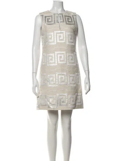Pre-owned Tory Burch Graphic Print Mini Dress In Neutral