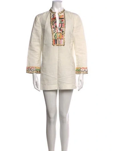 Pre-owned Tory Burch Graphic Print Mini Dress In Neutrals