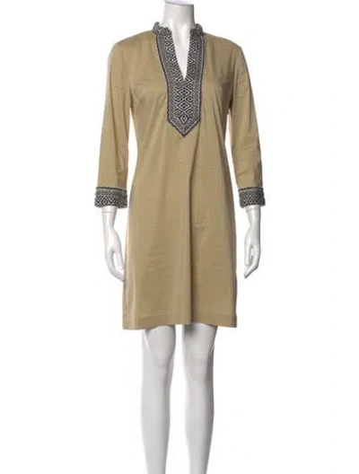 Pre-owned Tory Burch Graphic Print Mini Dress In Neutrals