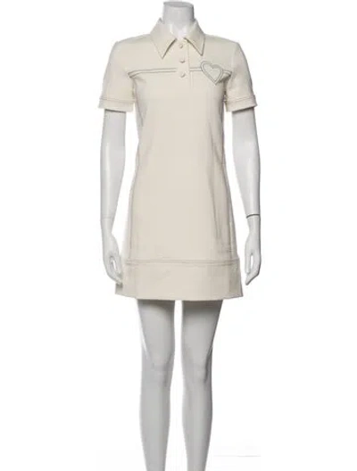Pre-owned Tory Burch Graphic Print Mini Dress In Neutrals/white