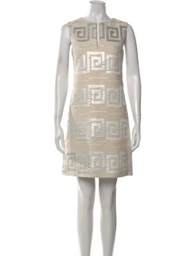 Pre-owned Tory Burch Graphic Print Mini Dress In Silver