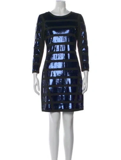 Pre-owned Tory Burch Graphic Print Mini Dress W/ Tags In Black